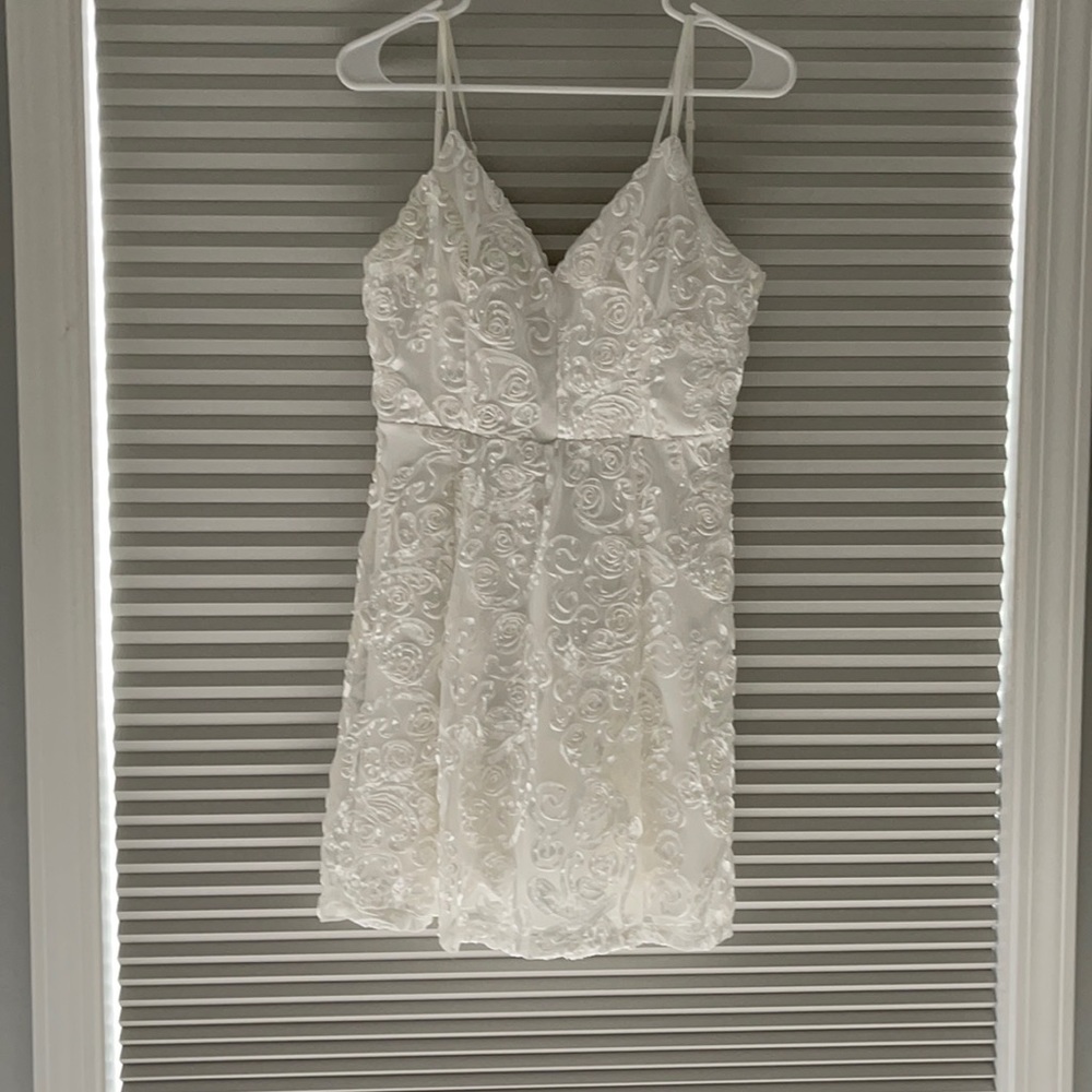 White Mini Dress with Detailing